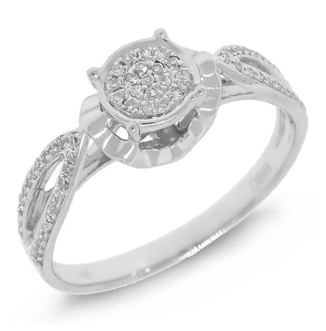 0.15 Ctw 14k White Gold Diamond Pave Womens Ring