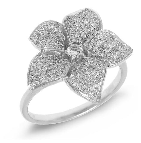 0.51 Ctw 14k White Gold Diamond Flower Ring