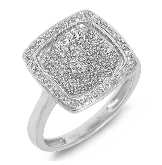 0.43 Ctw 14k White Gold Diamond Pave Womens Ring