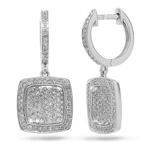 0.66 Ctw 14k White Gold Diamond Pave Earring