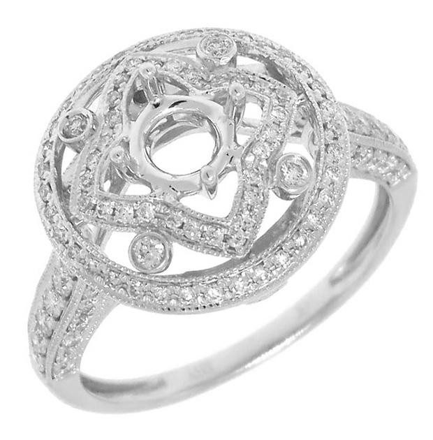 0.66 Ctw 14k White Gold Diamond Semi-mount Ring