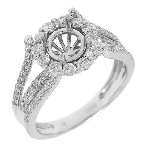 0.94 Ctw 14k White Gold Diamond Semi-mount Ring