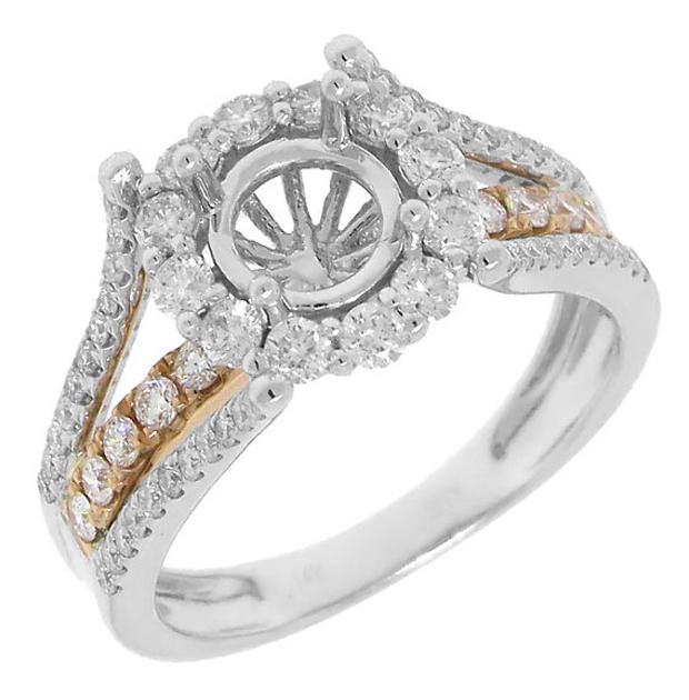 0.94 Ctw 14k Two-tone Rose Gold Diamond Semi-mount Ring