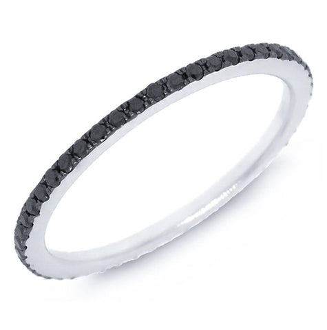 0.28 Ctw 14k White Gold With Black Rhodium Black Diamond Eternity Band Size 5