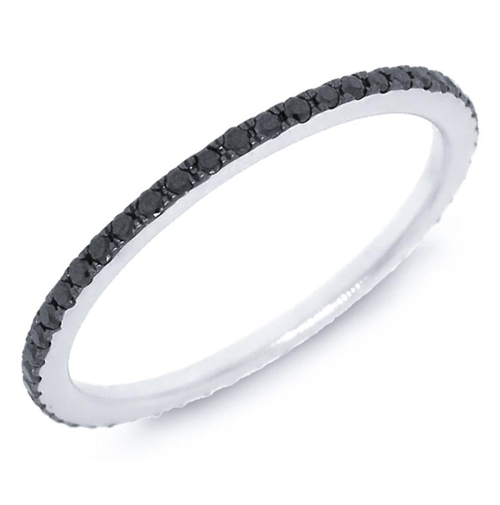 0.28 Ctw 14k White Gold With Black Rhodium Black Diamond Eternity Band Size 6