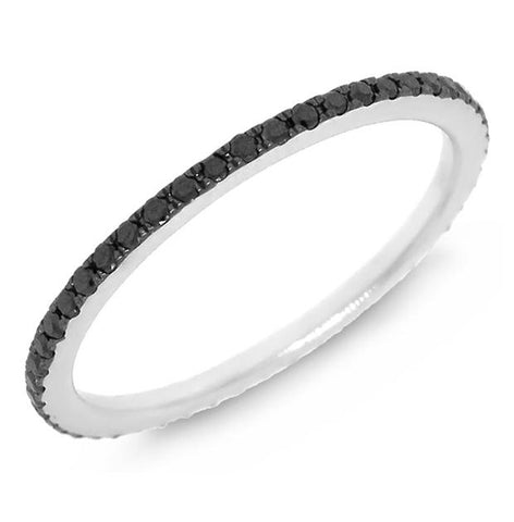 0.28 Ctw 14k White Gold With Black Rhodium Black Diamond Eternity Band Size 6.25