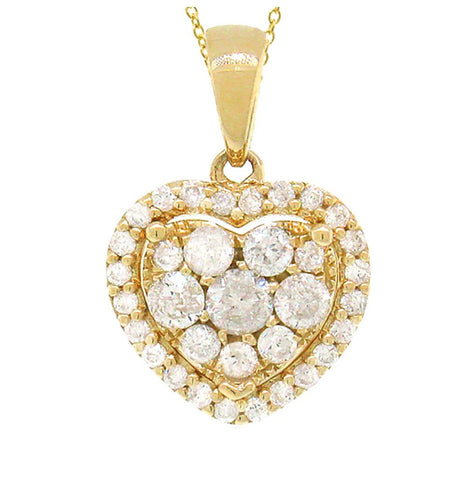 0.47 Ctw 14k Yellow Gold Diamond Heart Pendant Necklace With 18 Inch Chain