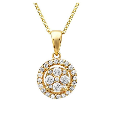 0.28 Ctw 14k Yellow Gold Diamond Pendant Necklace With 18 Inch Chain