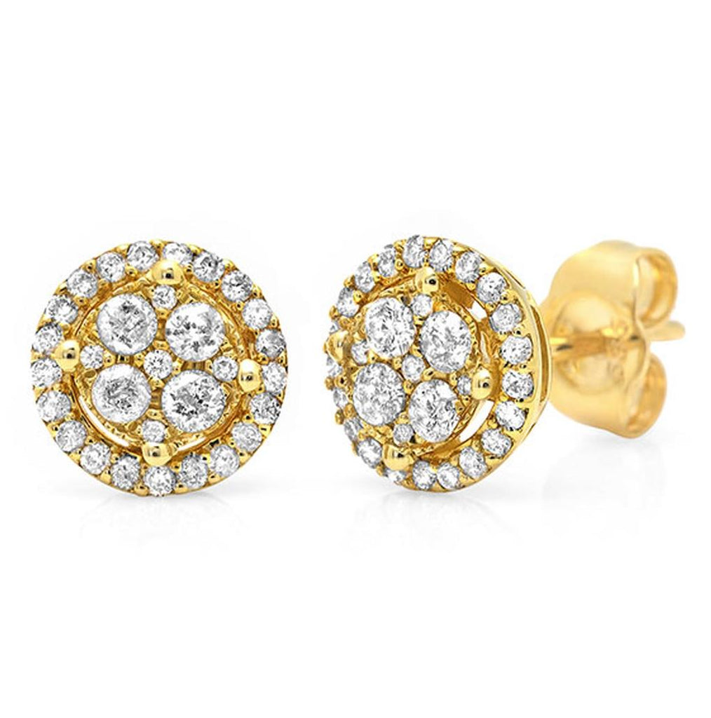 0.45 Ctw 14k Yellow Gold Diamond Cluster Stud Earring