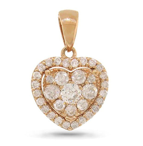 0.47 Ctw 14k Rose Gold Diamond Heart Pendant Necklace With 18 Inch Chain