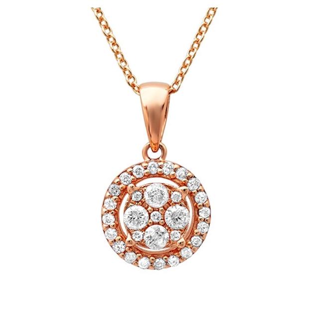 0.28 Ctw 14k Rose Gold Diamond Pendant Necklace With 18 Inch Chain