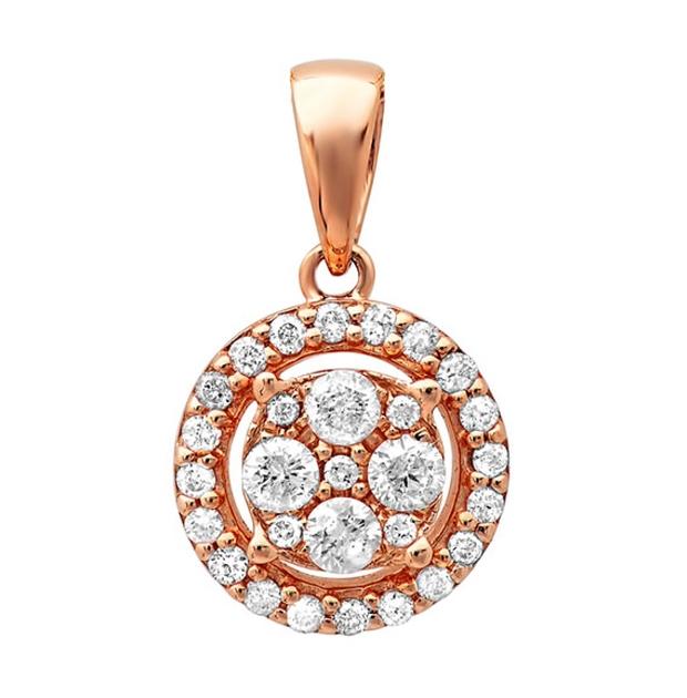 0.28 Ctw 14k Rose Gold Diamond Pendant Necklace With 18 Inch Chain