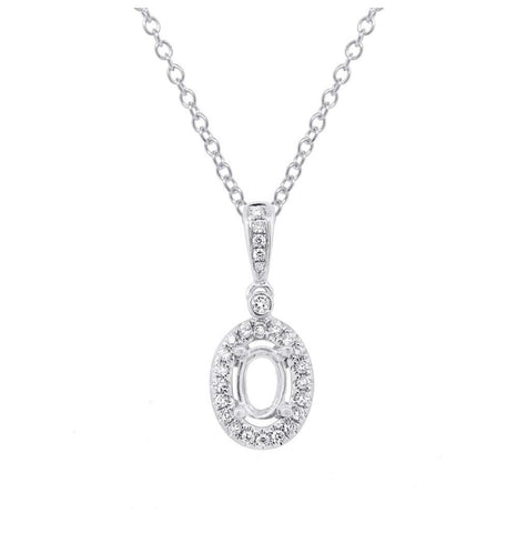 0.11 Ctw 14k White Gold Diamond Semi-mount Pendant Necklace With 18 Inch Chain