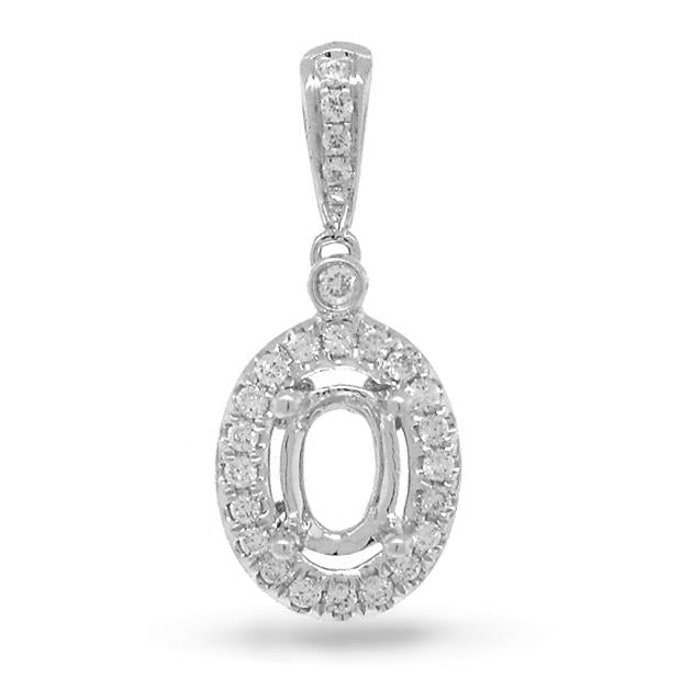 0.15 Ctw 14k White Gold Diamond Semi-mount Pendant Necklace With 18 Inch Chain