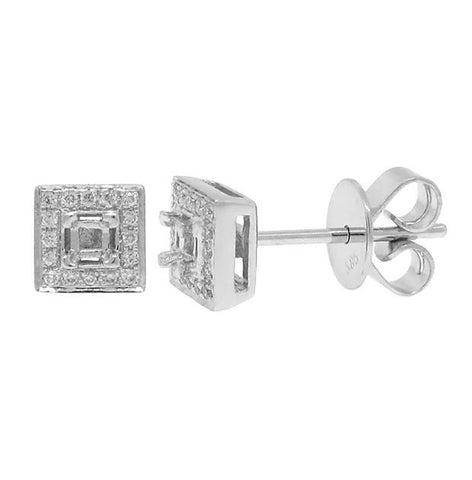 0.09 Ctw 14k White Gold Diamond Semi-mount Earring