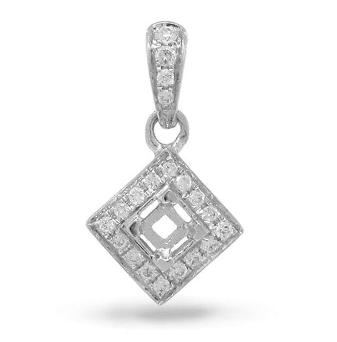 0.06 Ctw 14k White Gold Diamond Semi-mount Pendant Necklace With 18 Inch Chain