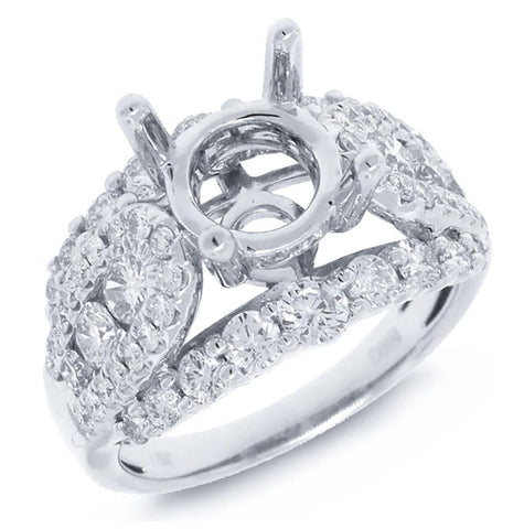 1.70 Ctw 18k White Gold Diamond Semi-mount Ring Size 9.5