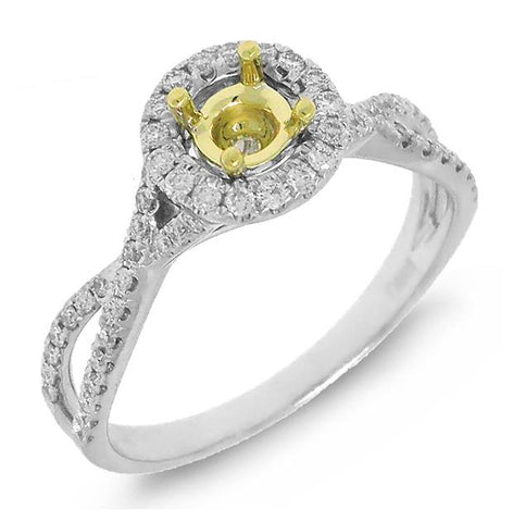 0.29 Ctw 14k Two-tone Gold Diamond Semi-mount Ring