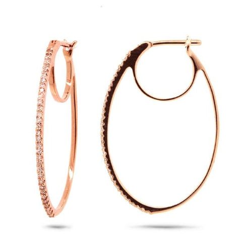 0.19 Ctw 14k Rose Gold Diamond Oval Hoop Earring