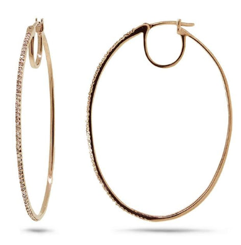 0.37 Ctw 14k Rose Gold Diamond Oval Hoop Earring