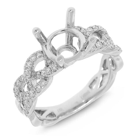 0.35 Ctw 18k White Gold Diamond Semi-mount Ring