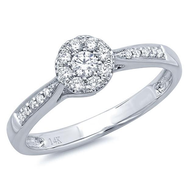 0.24 Ctw 14k White Gold Diamond Womens Ring