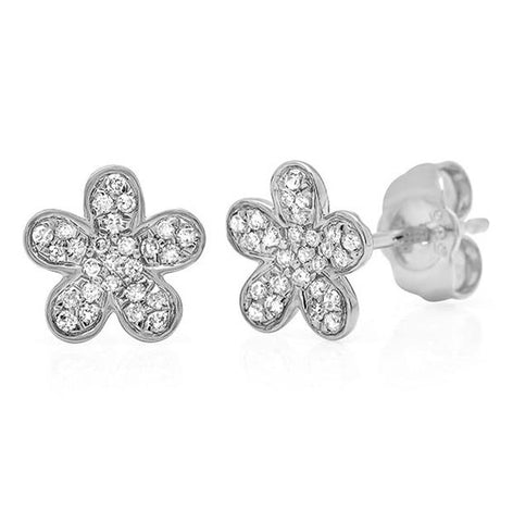 0.16 Ctw 14k White Gold Diamond Flower Earring