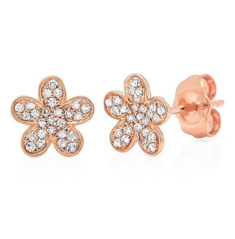 0.16 Ctw 14k Rose Gold Diamond Flower Earring