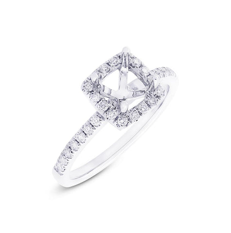 0.28 Ctw 14k White Gold Diamond Semi-mount Ring For 5x5mm Center