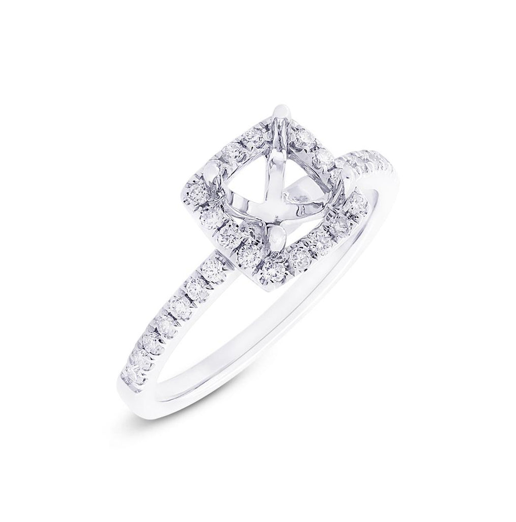 0.30 Ctw 14k White Gold Diamond Semi-mount Ring For 5.5x5.5mm Center