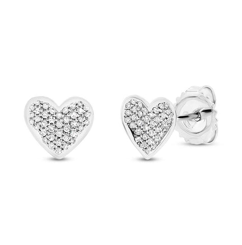 0.22 Ctw 14k White Gold Diamond Pave Heart Stud Earring