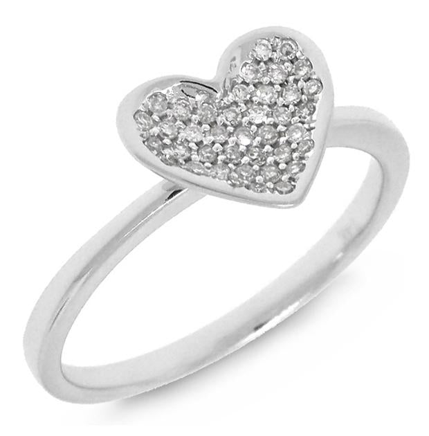 0.13 Ctw 14k White Gold Diamond Pave Heart Ring