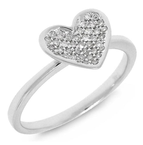 0.13 Ctw 14k White Gold Diamond Pave Heart Ring