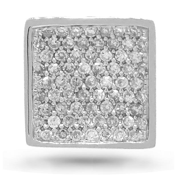 0.23 Ctw 14k White Gold Diamond Pave Square Pendant Necklace With 18 Inch Chain