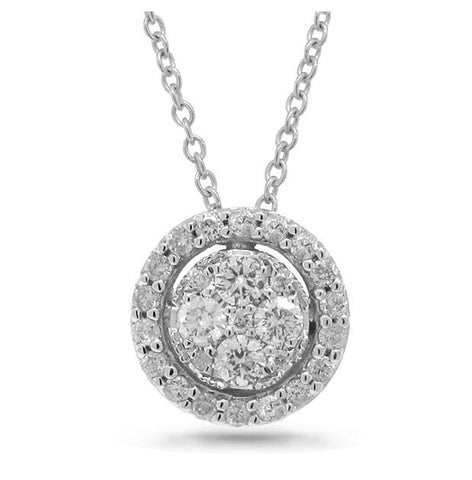 0.29 Ctw 14k White Gold Diamond Pendant Necklace With 18 Inch Chain