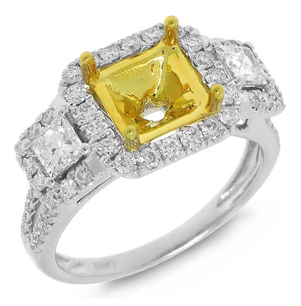 1.03 Ctw 14k Two-tone Gold Diamond Semi-mount Ring