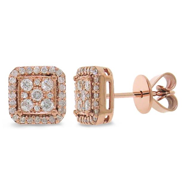 0.47 Ctw 14k Rose Gold Diamond Square Stud Earring