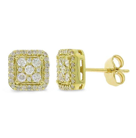 0.47 Ctw 14k Yellow Gold Diamond Square Stud Earring