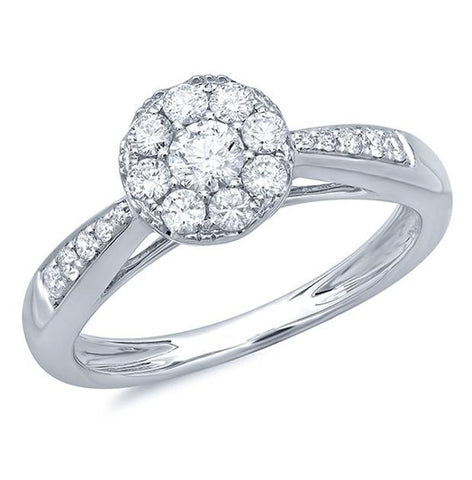 0.58 Ctw 14k White Gold Diamond Womens Ring