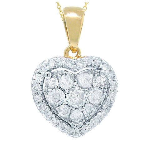 0.47 Ctw 14k Two-tone Gold Diamond Heart Pendant Necklace With 18 Inch Chain