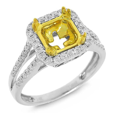 0.36 Ctw 14k Two-tone Gold Diamond Semi-mount Ring