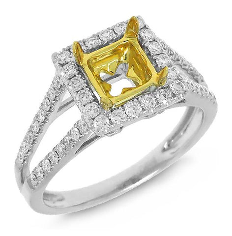 0.51 Ctw 14k Two-tone Gold Diamond Semi-mount Ring