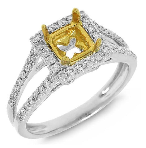 0.46 Ctw 14k Two-tone Gold Diamond Semi-mount Ring