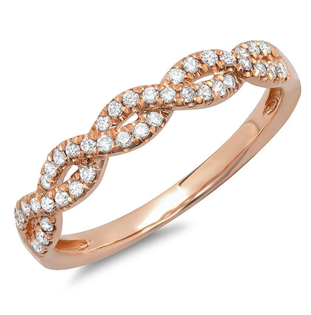 0.22 Ctw 18k Rose Gold Diamond Womens Ring