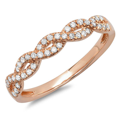 0.22 Ctw 18k Rose Gold Diamond Womens Ring