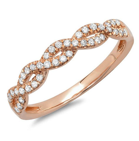 0.22 Ctw 14k Rose Gold Diamond Womens Ring