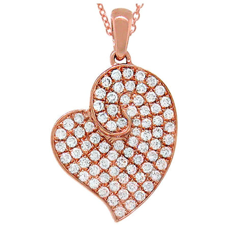 0.42 Ctw 14k Rose Gold Diamond Heart Pendant Necklace With 18 Inch Chain