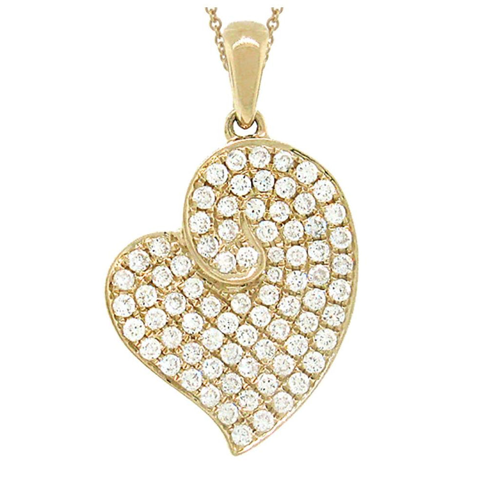 0.42 Ctw 14k Yellow Gold Diamond Heart Pendant Necklace With 18 Inch Chain