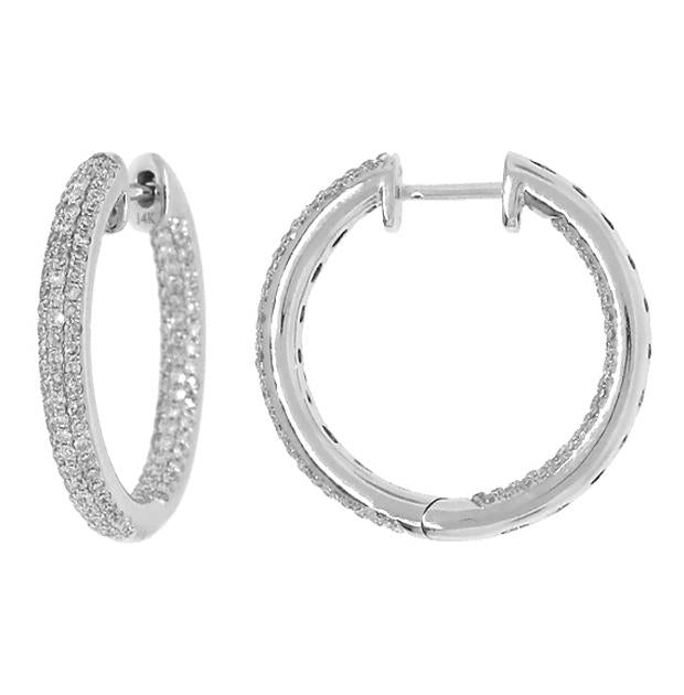 0.93 Ctw 14k White Gold Diamond Hoop Earring