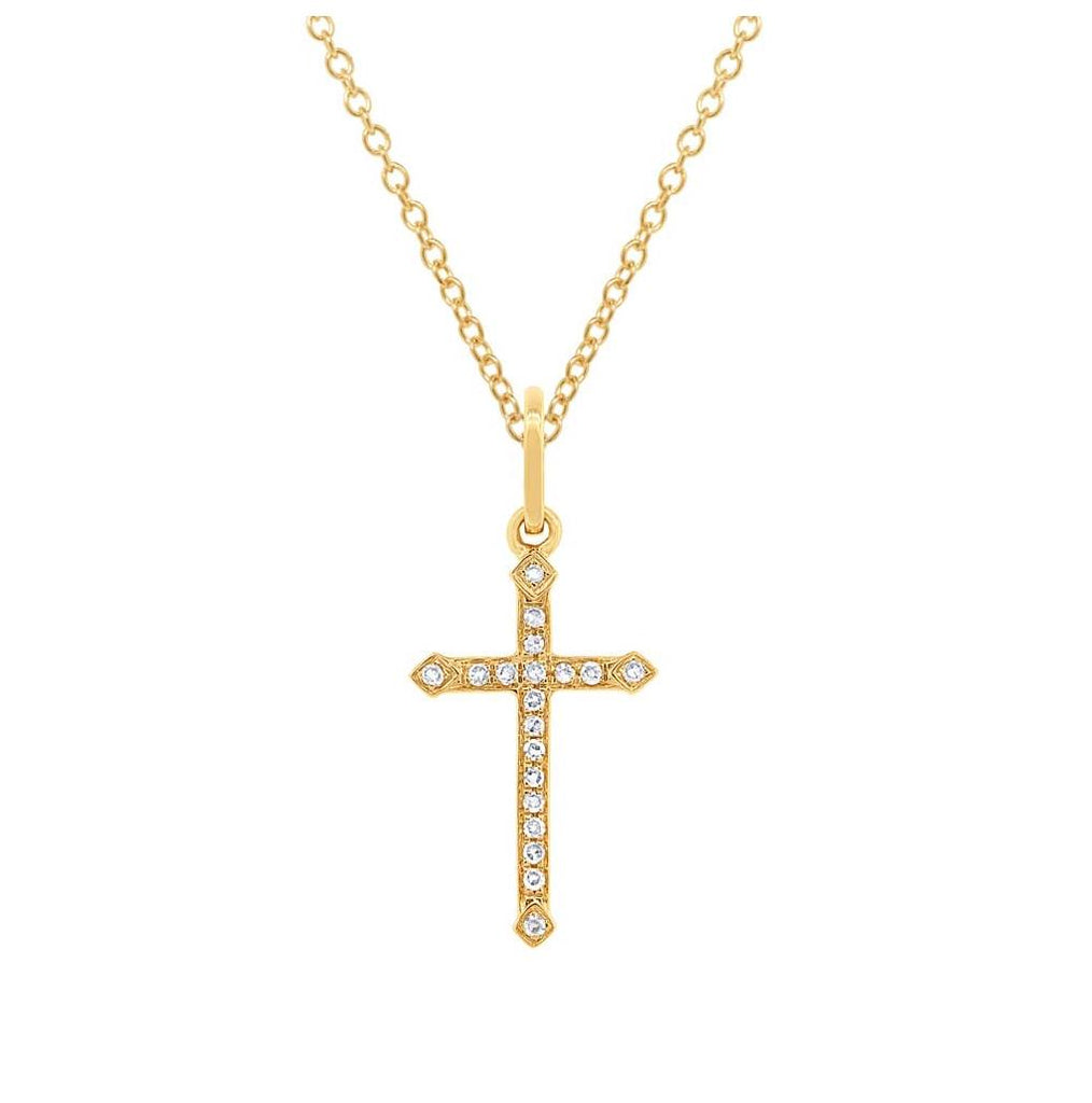 0.07 Ctw 14k Yellow Gold Diamond Cross Pendant Necklace With 18 Inch Chain